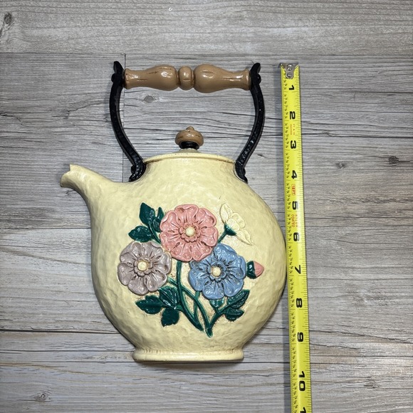 Vintage Cottage Core Home Interiors Floral Tea Pot Burwood Wall Decor 1995 Resin - Picture 8 of 9